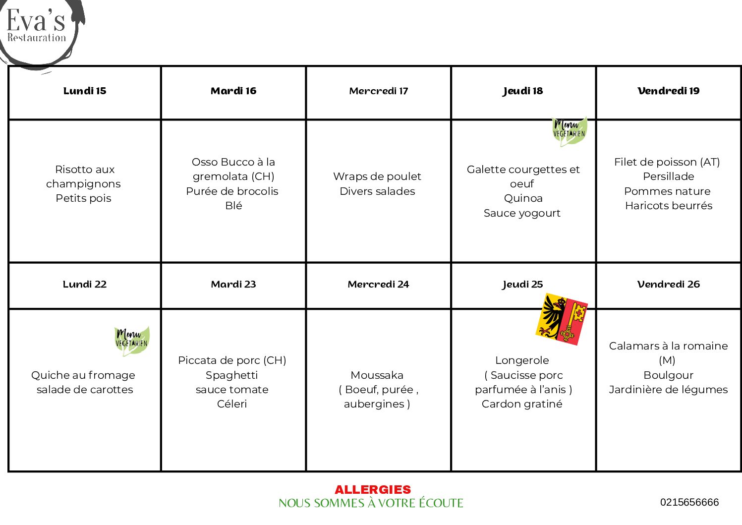 Les plats de la semaine (6)