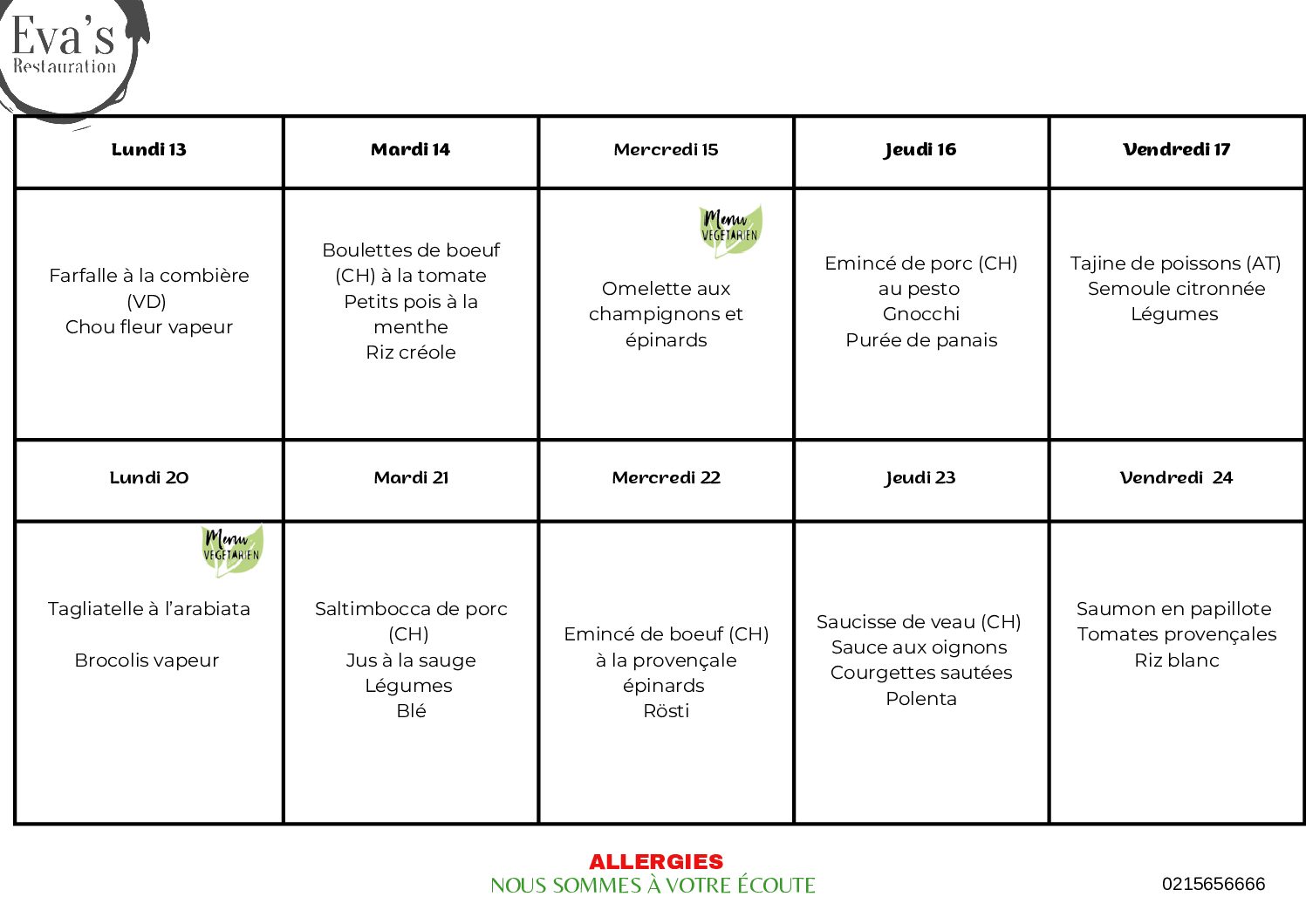 Les plats de la semaine (8)