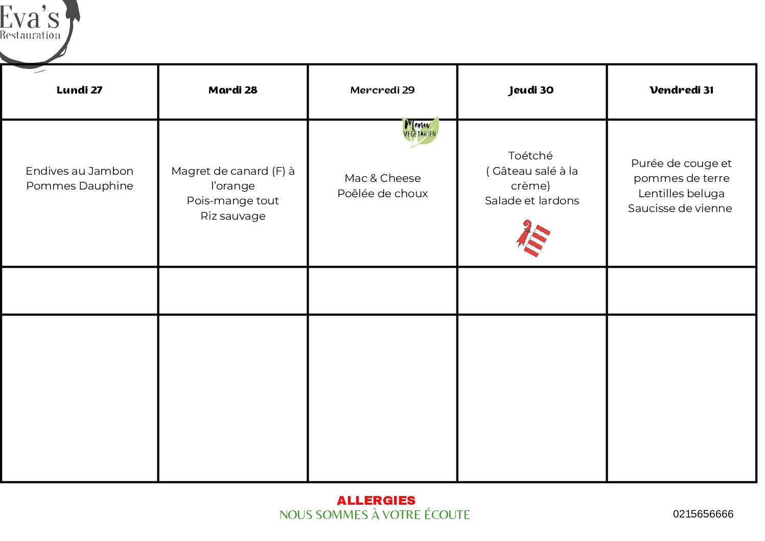 Les plats de la semaine (9)